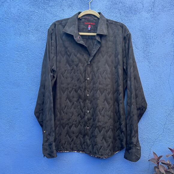 visconti black black embossed button down - Picture 1 of 7